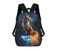 sinyumoney Blue Neon Fox And The Moon Mochila Escolar Infantil Impresa En 3D Para Niños, Mochila De Viaje De Alta Capacidad, Bolsas Para Libros, Mochila Escolar Infantil 17inch