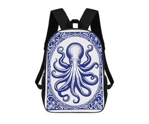 sinyumoney Blue Octopus in Decorative Frame Mochilas Escolares Mochilas Informales Mochilas De Día Bolsa Escolar Para Trabajo Y Viajes Para El Campus Viajes Al Aire Libre Deportes 17inch