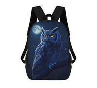 sinyumoney Blue Owl Perched at Night Mochila Escolar Infantil Impresa En 3D Para Niños, Mochila De Viaje De Alta Capacidad, Bolsas Para Libros, Mochila Escolar Infantil 17inch