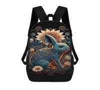 sinyumoney Blue Rabbit with Lotus Flowers Mochila Escolar Infantil De 17 Pulgadas Con Estampado 3D De Películas De Anime Para Niños, Mochila De Viaje, Mochila Escolar Infantil