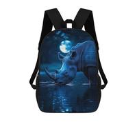sinyumoney Blue Rhino Drinking Under Moonlight Mochila Escolar Impresa En 3D 17inch Mochila Escolar Infantil Mochilas De Viaje Mochila Informal De Moda Para Niños Y Estudiantes