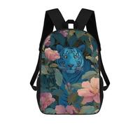 sinyumoney Blue Tiger in Floral Jungle Mochila Escolar, Mochila De Negocios, Mochila Impermeable Para Libros Para Hombres, Mujeres Y Adolescentes 17inch