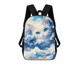 sinyumoney Blue Wave Cat Mochilas Escolares Y De Negocios, Bolso Resistente Para Portátil Para Hombres/mujeres 17inch