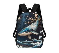 sinyumoney Blue Whale Kintsugi Art Mochila Escolar Infantil Impresa En 3D, Mochila Informal De Moda Para Niños, Mochila De Viaje De Alta Capacidad Para Libros Para Niños 17inch