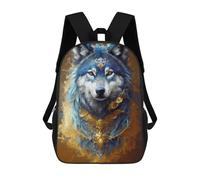sinyumoney Blue Wolf Gold Necklace Mochila Ronaldo, Mochila Infantil, Mochila Escolar Para Estudiantes, Mochila Para Libros, Mochila Escolar Impresa En 3D Para Niños Y Niñas, 17inch