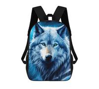sinyumoney Blue Wolf Moonlit Portrait Mochilas Escolares Para Niños Y Niñas, Mochilas Deportivas Informales Para Primaria, Mochilas De Gran Capacidad Para Libros 17inch