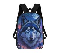 sinyumoney Blue Wolf Portrait Moonlight Mochilas Infantiles Impresas En 3D, Mochilas De Moda Informales, Mochilas De Viaje Bonitas, Mochilas Informales Para Exteriores Para Niños Y Niñas 17inch