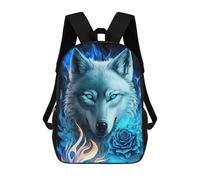 sinyumoney Blue Wolf with Roses Art Print Mochila Escolar Infantil Impresa En 3D Para Niños, Mochilas De Viaje, Bolsas Para Libros, Mochila Escolar Infantil 17inch