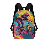 sinyumoney BMX Bike Rider Art Print 17inch Mochilas Escolares Impresas En 3D, Mochilas Escolares De Moda Para Niños De Primaria Y Secundaria