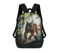 sinyumoney Bobcat in The Forest Mochila Escolar Impresa En 3D Para Niños Y Niñas, Mochila Para Portátil Para Niños/estudiantes/adultos 17inch