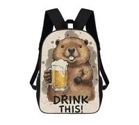 sinyumoney Bober Beaver with Beer - Drink This! Mochila Escolar Para Niñas Y Niños, Mochilas De Gran Capacidad, Mochilas Ligeras Para Niños Y Estudiantes 17inch
