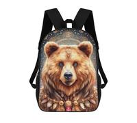 sinyumoney Bohemian Bear Portrait -1 Mochila Escolar Informal Para El Día A Día, Para La Escuela, El Trabajo Y Los Viajes Para Hombres, Mujeres Y Adolescentes. 17inch