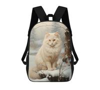 sinyumoney Boho Minimalista Floral Art Mochila Escolar Mochila Viaje Mochila Universitaria Mochilas para Campus Viajes al Aire Libre Deportes, White Cat in Snow, 17"