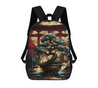 sinyumoney Bonsai Tree And Torii Gate Mochila Escolar De Moda Para Estudiantes, Adecuada Para Niños Y Niñas, Mochila Informal Para Viajes Al Aire Libre, Esencial Para El Día A Día 17inch