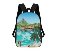 sinyumoney Bora Bora Travel Print Mochilas Impresas En 3D 17inch Mochila Escolar Infantil Para Exteriores, Mochila Informal De Día, Bolsas De Viaje Informales Para Estudiantes De Secundaria