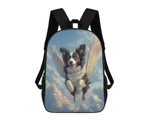 sinyumoney Border Collie Angel Pet Memorial Art Dog with Wings Mochila Escolar, De Negocios, Resistente, Para Portátil, Para Camping, Aventuras Al Aire Libre Y Viajes Diarios 17inch