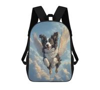 sinyumoney Border Collie Angel Pet Memorial Art Dog with Wings Mochila Escolar Para Niñas Mochila Impermeable Mochila Informal De Día Mochila Ligera Para Niño Y Niña Mochila Escolar 17inch