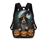 sinyumoney Border Collie Halloween Mochila Escolar Para Niños, Mochila Escolar Impresa En 3D Para Estudiantes De Primaria Y Secundaria 17inch