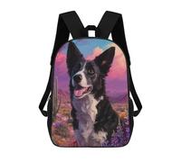 sinyumoney Border Collie in Desert Flowers Mochilas Escolares Mochila Escolar Ligera Mochila De Día Mochila Escolar Para La Universidad Para Niños/Niñas/Adolescentes 17inch