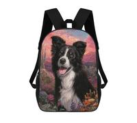 sinyumoney Border Collie in Flowers Mochilas Infantiles Mochila Escolar Impresa En 3D Para Niños Mochilas De Viaje Bolsas Para Libros Para Niños 17inch Mochila Escolar