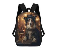 sinyumoney Border Collie in The Pub Mochila Escolar Infantil Impresa En 3D Para Niños, Mochilas De Viaje, Bolsas Para Libros Para Niños Estudiantes De Primaria 17inch