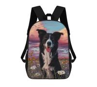 sinyumoney Border Collie in Wildflower Field -1 Mochila Escolar Ligera Para Aeropuerto, Estudiantes Universitarios, Mochila Para Niños/niñas/adolescentes 17inch