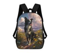 sinyumoney Border Collie in Wildflower Field Mochila Escolar, Mochila Para Portátil, Mochila Para Niños/niñas/adolescentes 17inch