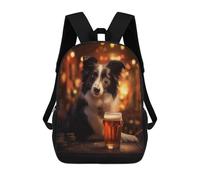 sinyumoney Border Collie Pint of Beer Mochila Escolar Mochila Para Niños Impresa En 3D Mochilas Infantiles Para Niños Y Niñas Mochilas Escolares Mochilas De Viaje Para Niños 17inch