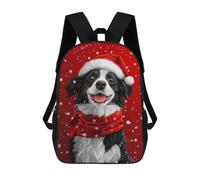 sinyumoney Border Collie with Santa Hat Smiling Christmas Dog Print Mochila Escolar Infantil Impresa En 3D Para Niños, Mochilas De Viaje, Bolsas Para Libros, Mochila Escolar Infantil 17inch