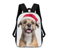 sinyumoney Border Terrier Dog with Santa Hat Mochila Escolar Mochila Para Niños Impresa En 3D Mochilas Infantiles Para Niños Y Niñas Mochilas Escolares Mochilas De Viaje Para Niños 17inch