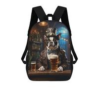 sinyumoney Boston Terrier Beer Dog Mochila Infantil Para Niñas, Mochila Escolar 3D, Mochila Para Niños Pequeños, Mochila Informal De Día, Mochila Escolar De Moda 17inch