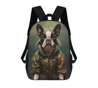 sinyumoney Boston Terrier Camo Jacket Mochila De Viaje Resistente Al Agua, Mochila Para Computadora Portátil Para Campus, Viajes Al Aire Libre Y Deportes 17inch