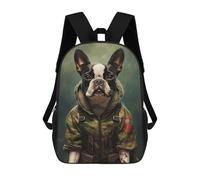 sinyumoney Boston Terrier Camo Jacket Mochila Escolar, Mochila De Viaje Resistente Al Agua, Mochila Para Computadora Para Niñas, Niños Y Adolescentes 17inch