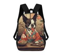 sinyumoney Boston Terrier Eating Food Mochila Escolar Resistente Al Agua, Mochila Escolar De Negocios Para Niñas, Niños Y Adolescentes 17inch