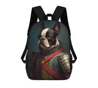 sinyumoney Boston Terrier in Military Attire Mochila Escolar Para Secundaria, Mochila Informal Para Niñas Y Adolescentes 17inch
