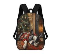 sinyumoney Boston Terrier in Sweater by Fireplace Painting Mochila Escolar Mochila De Día Mochila De Negocios Mochila Impermeable Para Libros Para Hombres/mujeres 17inch