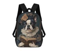 sinyumoney Boston Terrier Renaissance Scholar Classic Canine Art Mochila Escolar Mochilas Escolares Para Niñas Y Niños Mochila Con Bolsillo Mochila Escolar De Moda Para Niños 17inch
