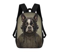 sinyumoney Boston Terrier Soldier Mochila Escolar, Bolso De Negocios, Bolso Para Portátil Resistente Para Niños/niñas/adolescentes 17inch