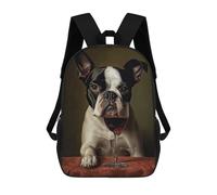 sinyumoney Boston Terrier Wine Mochila Escolar Informal Para El Día A Día, Para La Escuela, El Trabajo Y Los Viajes Para Niñas Y Adolescentes 17inch
