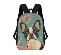 sinyumoney Boston Terrier with Cherry Blossoms Art Boston Terrier Art Mochilas Para Niños Mochila Escolar Mochila Escolar Impresa En 3D Para Niños Estudiantes De Primaria Y Secundaria 17inch