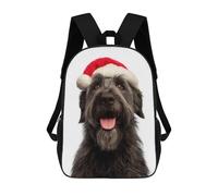 sinyumoney Bouvier Des Flandres Dog with Santa Hat Mochila Escolar Impresa En 3D Para Niños Y Niñas, Mochila Para Portátil Para Niños/estudiantes/adultos 17inch