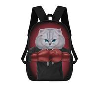 sinyumoney Boxer Cat Boxing Champion Mochila Escolar Infantil Impresa En 3D Para Niños, Mochila De Viaje De Alta Capacidad, Mochilas Para Libros De 17 Pulgadas Para Niños
