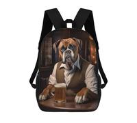 sinyumoney Boxer Dog in The Pub Mochila Escolar Infantil De Moda Informal Mochilas Infantiles Impresas En 3D Mochila Grande Para Niño 17inch