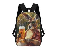 sinyumoney Boxer Dog Sketch mochila escolar grande mochila escolar para niños, hombres y mujeres, Cool Kangaroo With Beer, 17"