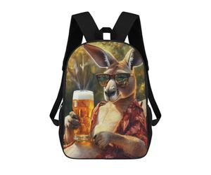 sinyumoney Boxer Dog Sketch mochila escolar grande mochila escolar para niños, hombres y mujeres, Cool Kangaroo With Beer, 17"