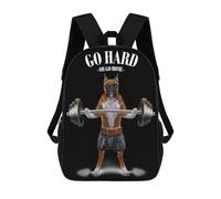 sinyumoney Boxer Dog Weightlifting Mochila Escolar Para Niños, Mochila Escolar Impresa En 3D Para Estudiantes De Primaria Y Secundaria 17inch