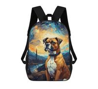 sinyumoney Boxer Starry Night Mochilas Impresas En 3D Para Niños 17inch Mochilas De Moda Informales Para El Día A Día, Bolsas De Viaje, Mochilas Informales Para Exteriores Para Niños Y Niñas
