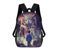 sinyumoney Boy And Giant Owl Mochila Escolar Infantil Impresa En 3D Para Niños, Mochilas De Viaje De Alta Capacidad, Bolsas Para Libros, Mochila Escolar Infantil 17inch