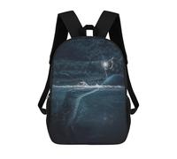sinyumoney Boy with Lantern Meets Crocodile Mochila Escolar Mochilas Escolares Para Niñas Y Niños Mochila Con Bolsillo Mochila Escolar De Moda Para Niños 17inch