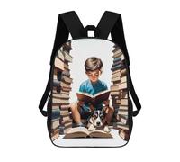 sinyumoney Boy with The Dog Mochila Escolar Impresa En 3D Para Niños Y Niñas, Mochila Escolar, Mochila De Viaje Para Niños 17inch